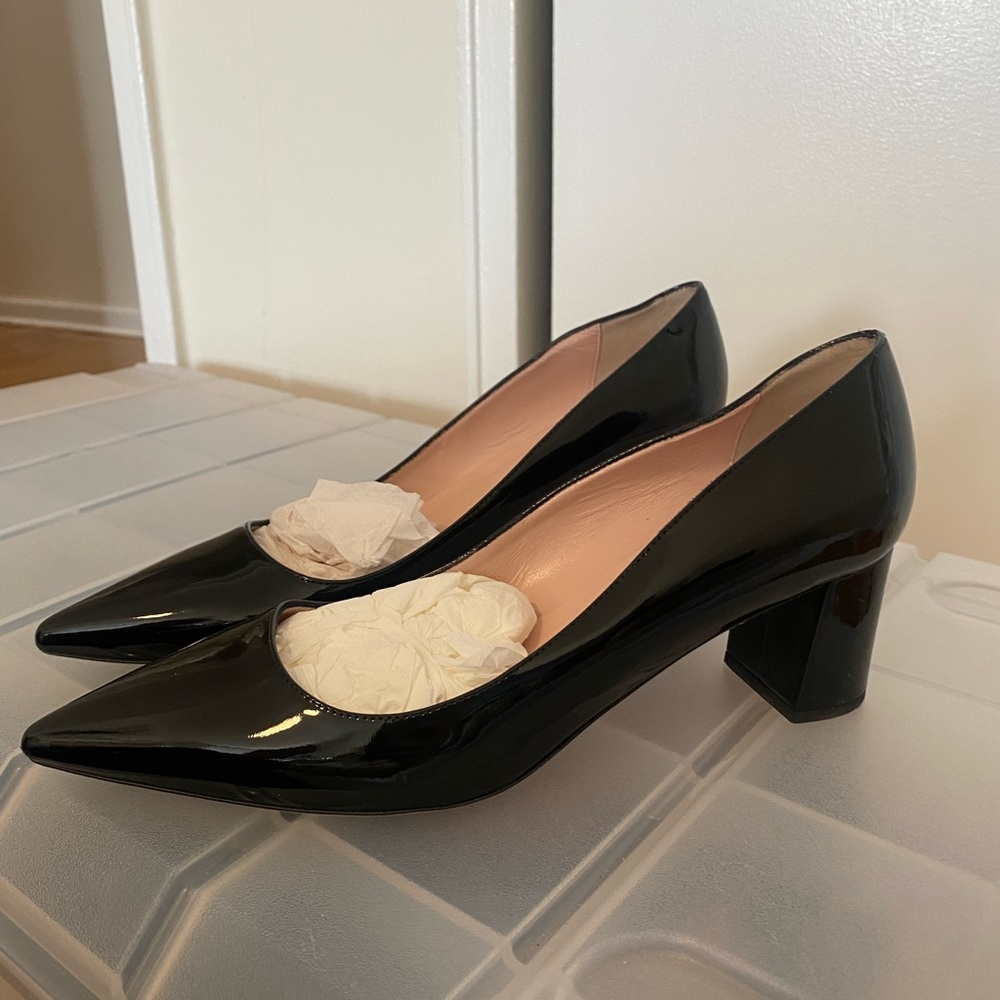 Kate Spade black patent leather kitten heels - worn only once!